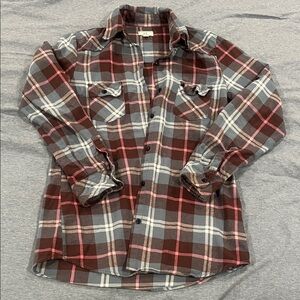 Plaid Button Down Shirt - Red and Gray
